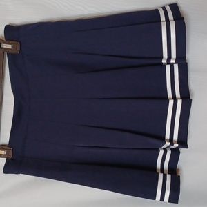 Navy Pleated Skirt